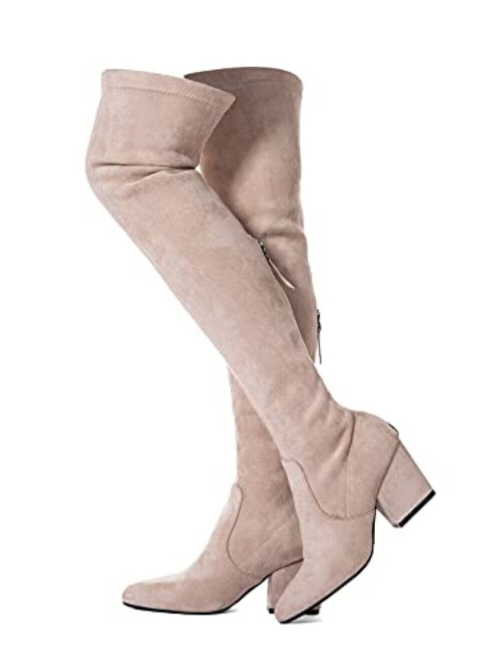 Women Over the Knee Boots Thigh High Suede Block Winter Low Above Flat Long OTK